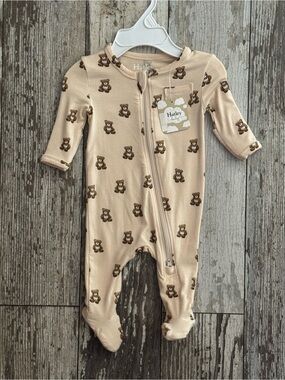 Hatley Beige Teddy Bear Footed One-Piece